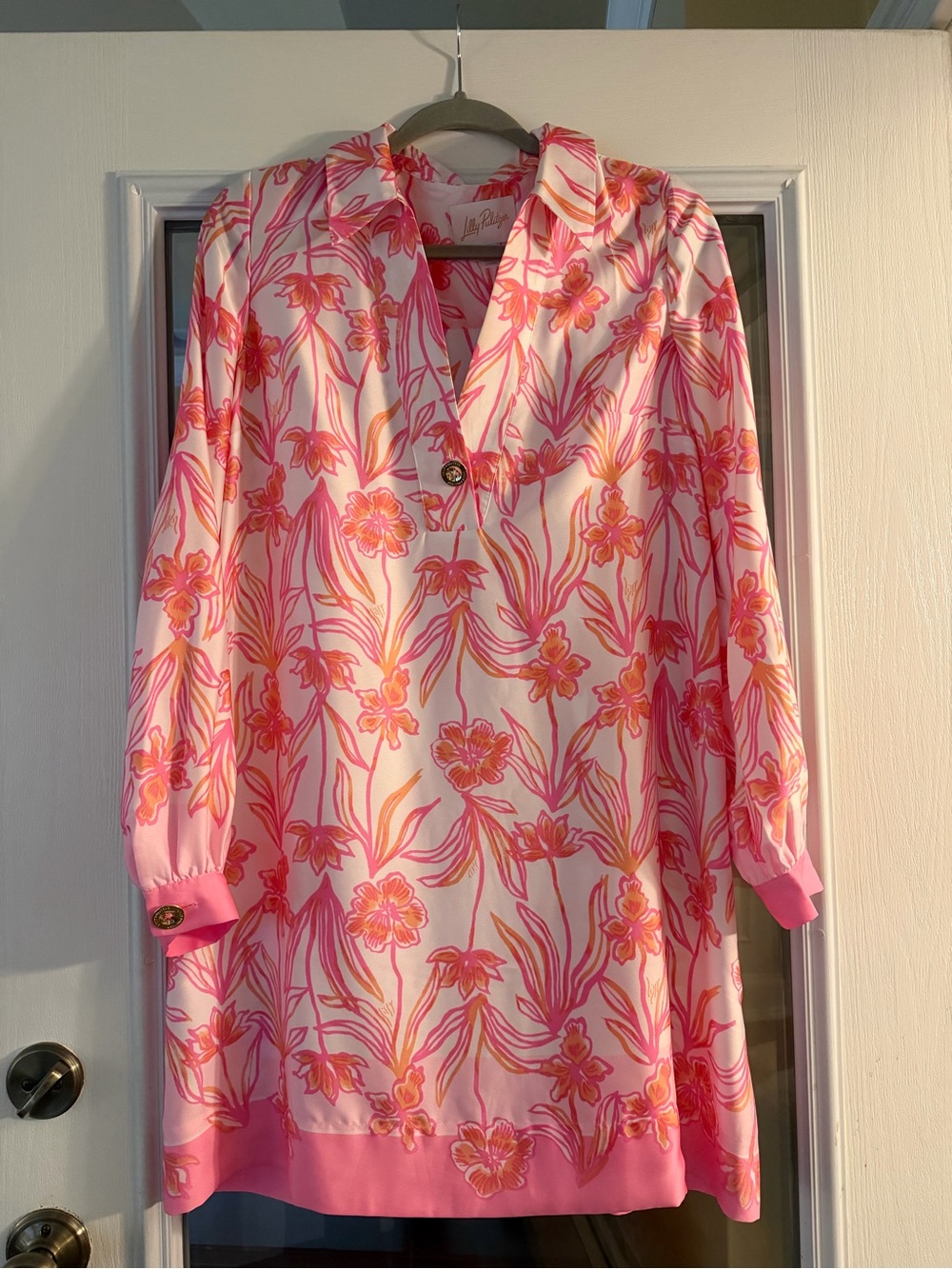 Lilly Pulitzer Pink & Coral Floral Long-Sleeve Tunic Dress